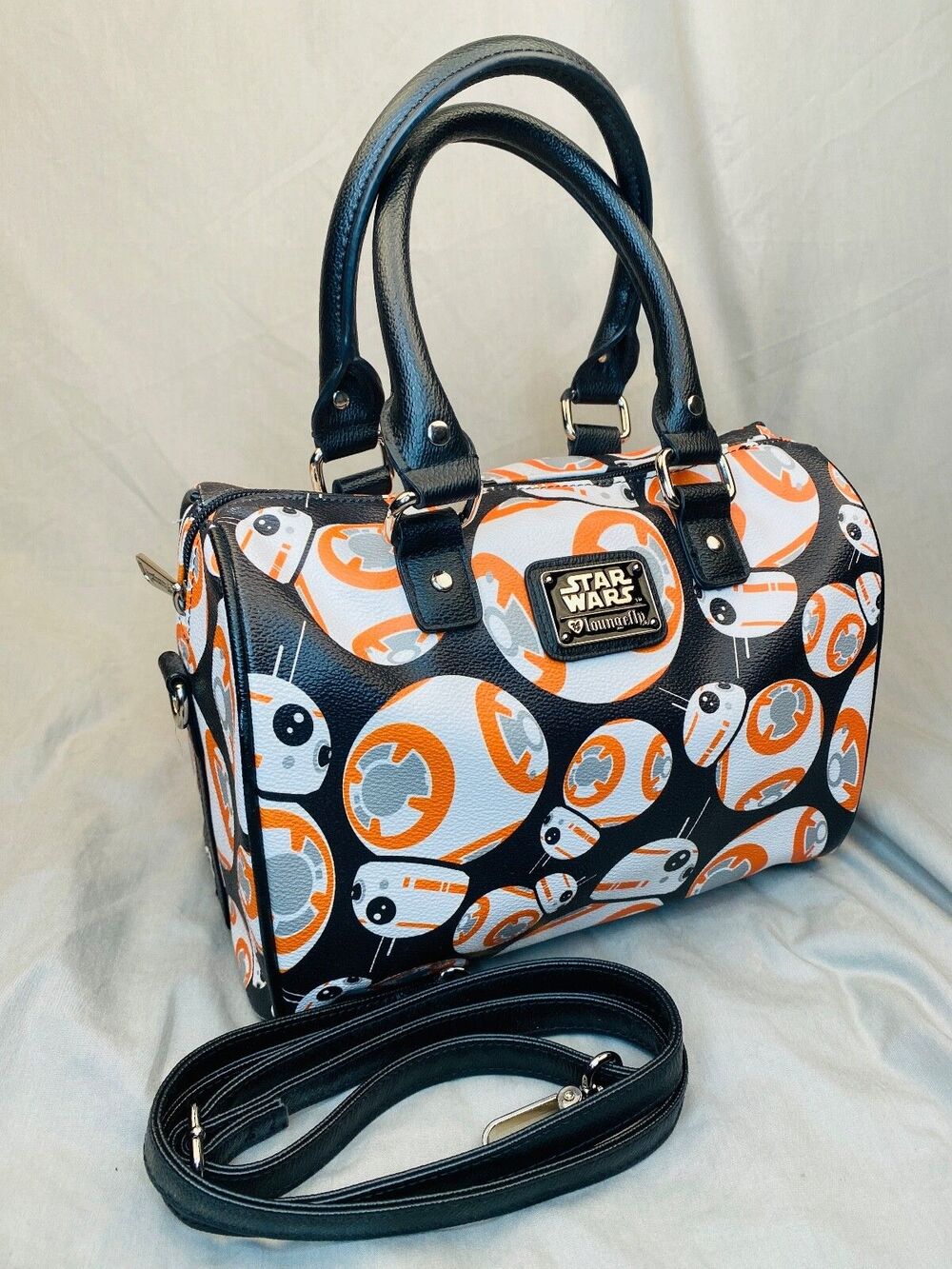 RARE Loungefly Disney Star Wars BB8 BB-8 AOP Satchel Crossbody Bag HEART LOGO